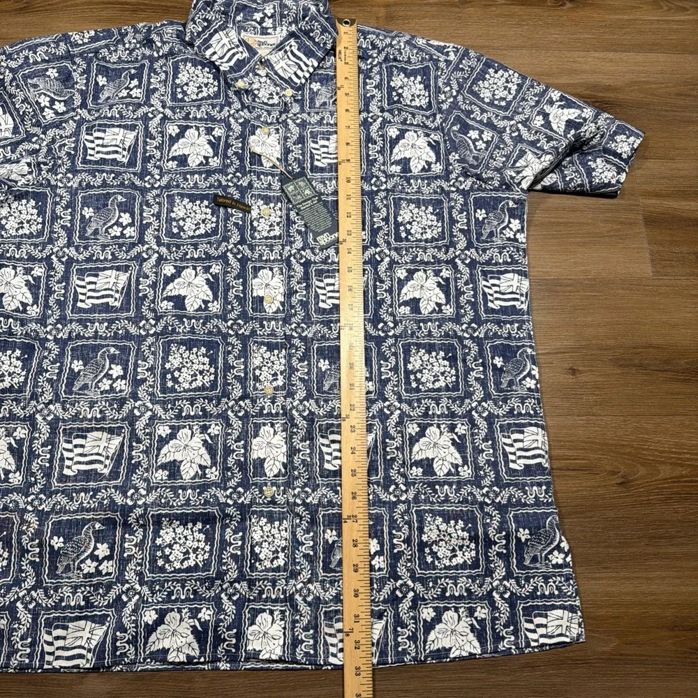 REYN SPOONER Shirt HAWAIIAN Size 2XL Cotton Polyester LAHAINA Denim Blue NWT